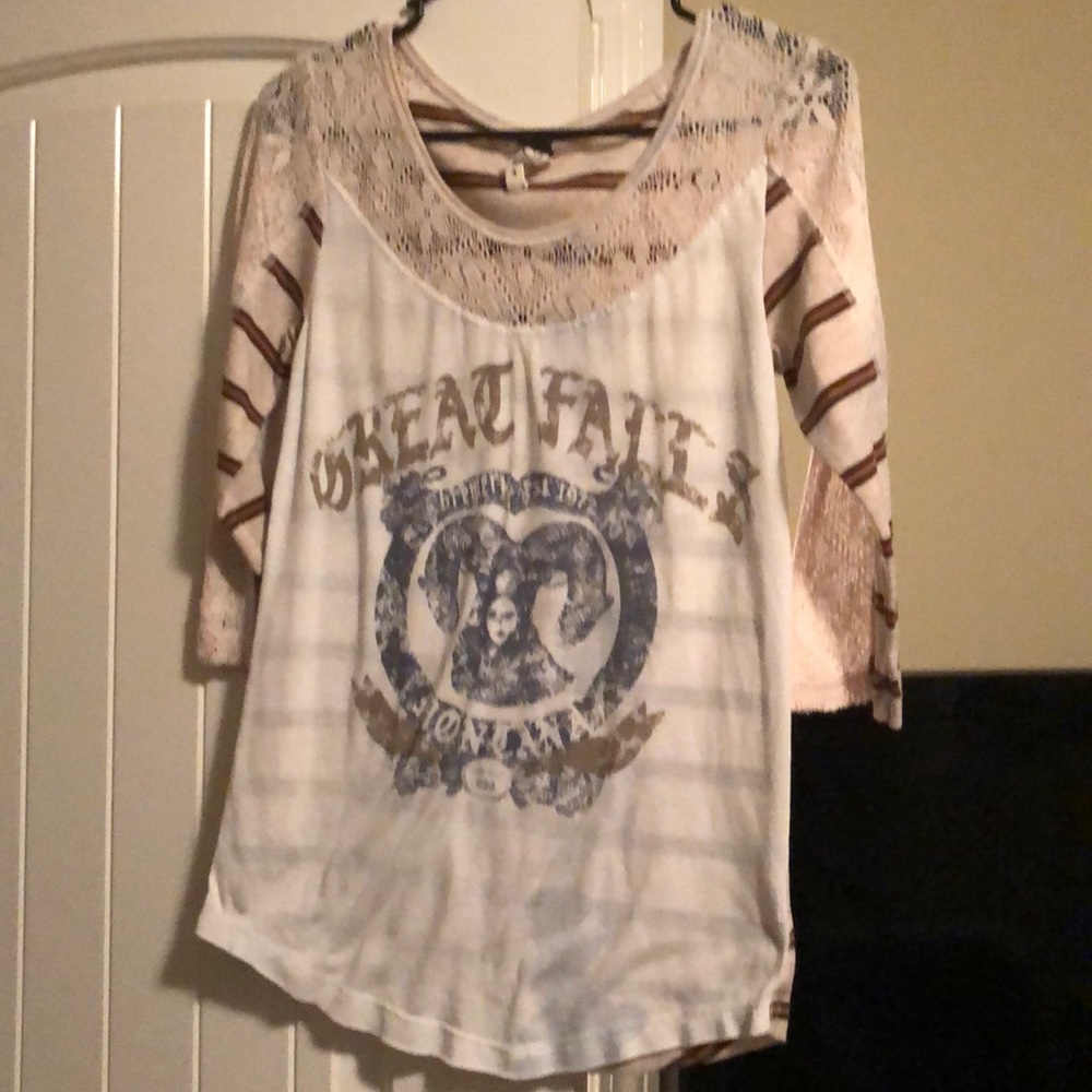 We the free striped lacy t shirt